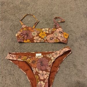 Triangl Swimwear Floral Bikini in Brown and Pink
